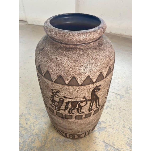 This floor vase from Ceramano's Aegina series, model number 124, is an impressive piece of West German pottery,...