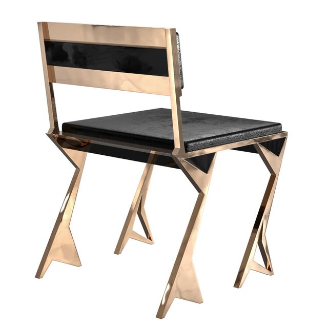 Art Deco "Ispirazione" Chair With Bronze and Stainless Steel Details For Sale - Image 3 of 6