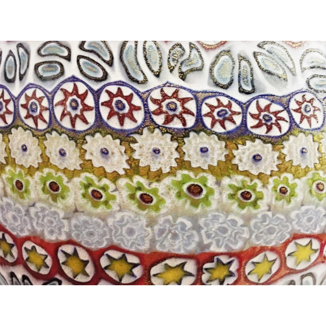 Vintage Maestro Imperio Rossi Murano Millefiori Art Glass Vase For Sale In New York - Image 6 of 8