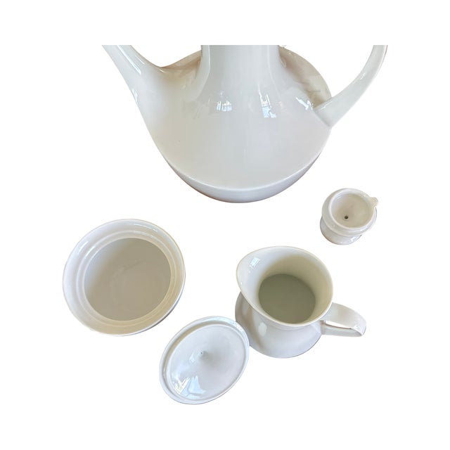 A beautifully designed vintage Block Bidasoa Spain porcelain coffee service in the classic Blanco pattern. This elegant...