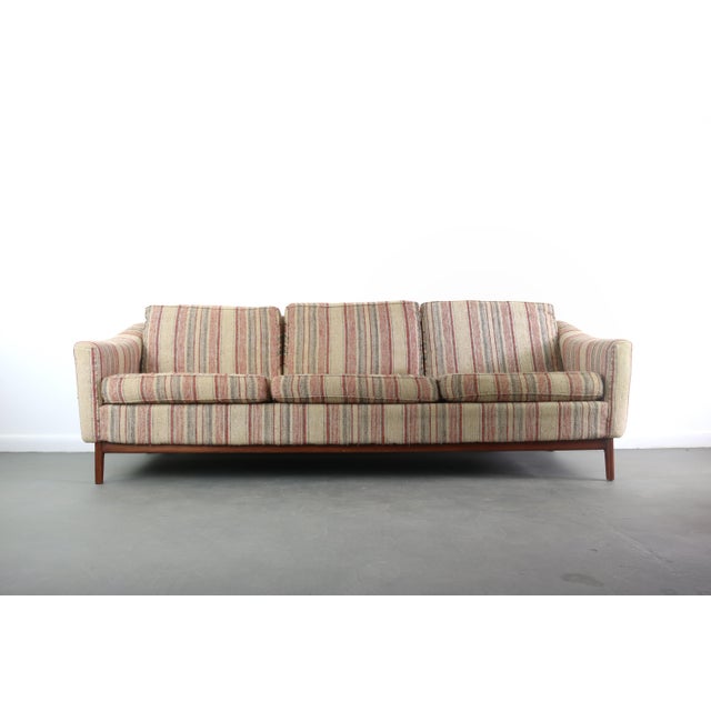 1960s Mid Century Modern Danish Sofa on Walnut Base with Back Detail For Sale - Image 5 of 8
