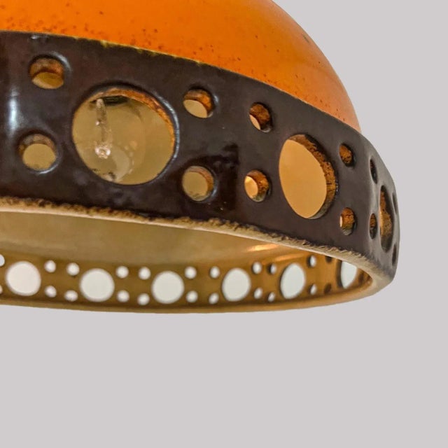Orange Glazed Ceramic Pendant Lights, Germany, 1970s, Set of 4 For Sale - Image 9 of 13