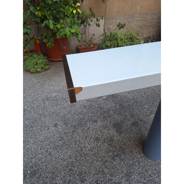 Console in White Lacquer with Cylindrical Plastic Legs by Tresoldi Salvati, 1980s For Sale - Image 10 of 11