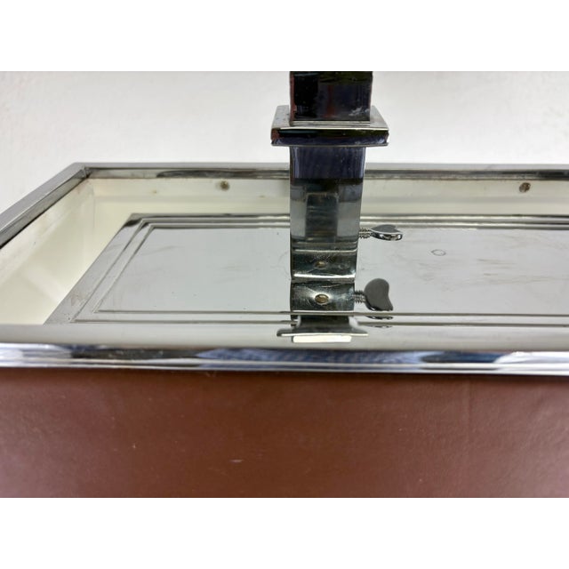 Ralph Lauren Vintage Ralph Lauren Leather and Nickel Bankers Style Desk Lamp For Sale - Image 4 of 12