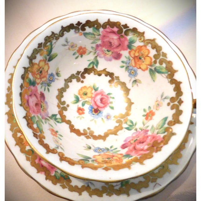 Antique English Royal Chelsea Bone China Cup and Saucer, Golden Rose For Sale - Image 10 of 12