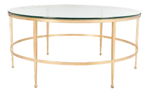 Contemporary Round Glass Cocktail Table in Gold