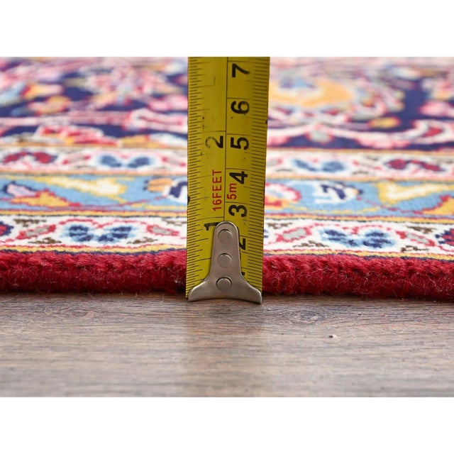 Traditional 1960 Pepper Red Old Persian Kashan Central Medallion Hand Knotted Soft Wool Clean Rug For Sale - Image 3 of 12