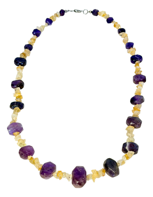 Vintage Amethyst and Citrine Quartz Necklace, 1970s