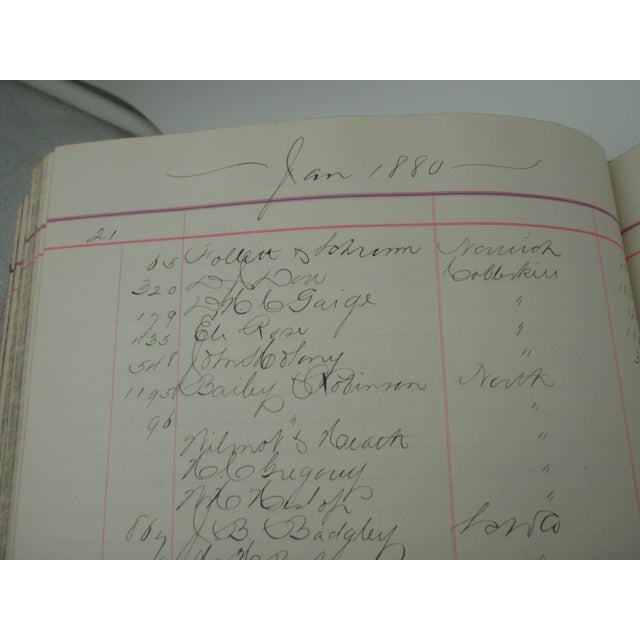 Antique Extra Large Leather Bank Ledger Cooperstown Ny 1879-80 For Sale - Image 9 of 14