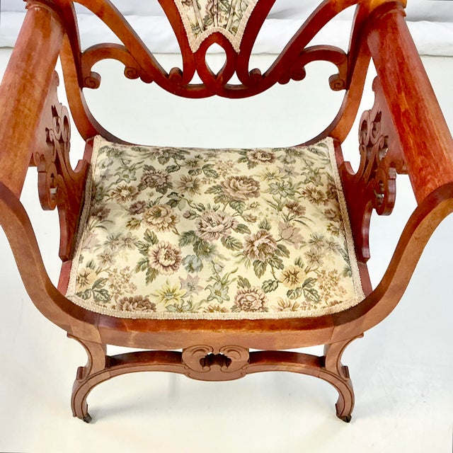 Antique Italian Neoclassical Art Deco Curule Accent Side Chair. For Sale - Image 6 of 15