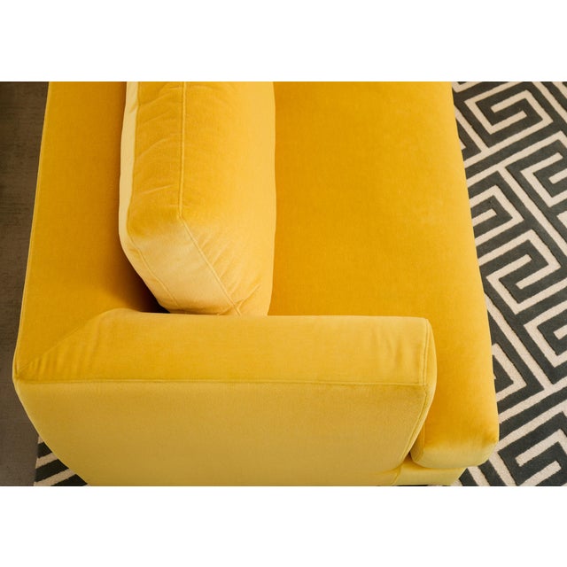 Textile Bespoke Yellow Mohair Velvet Upholstered Sectional Sofa For Sale - Image 7 of 12