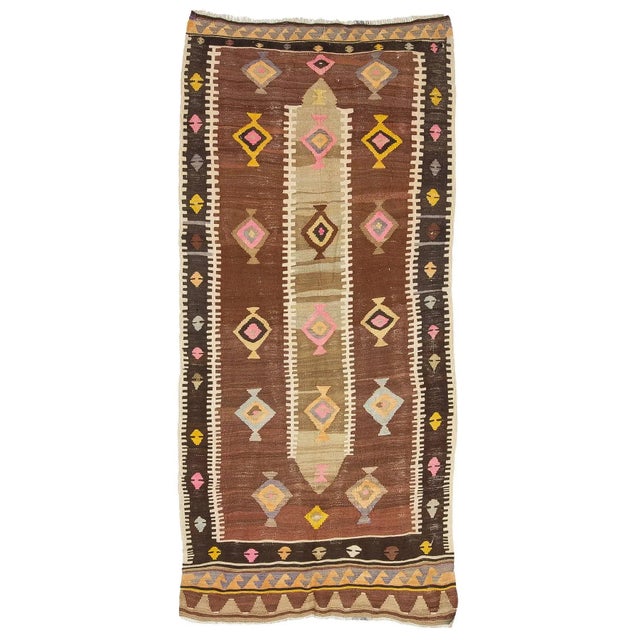 Textile Vintage Turkish Kars Kilim Rug For Sale - Image 7 of 7