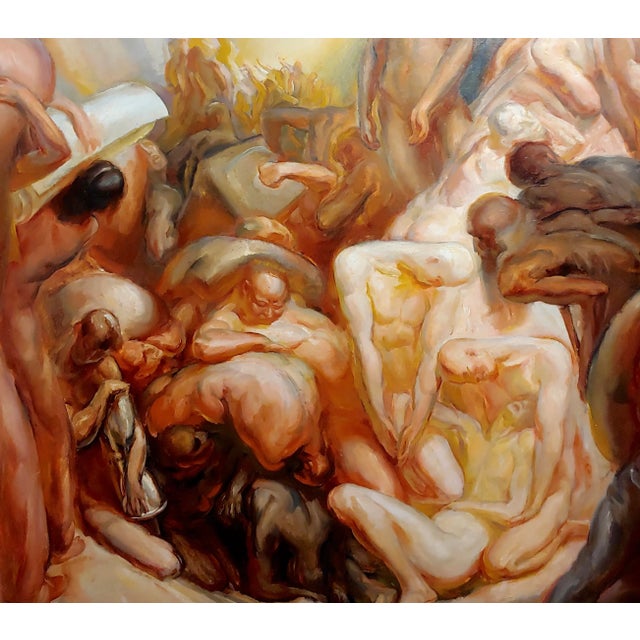 Edouard Vysekal -Terrifying Nude Scene of Bodies From Dante Inferno-Oil Painting For Sale - Image 4 of 13