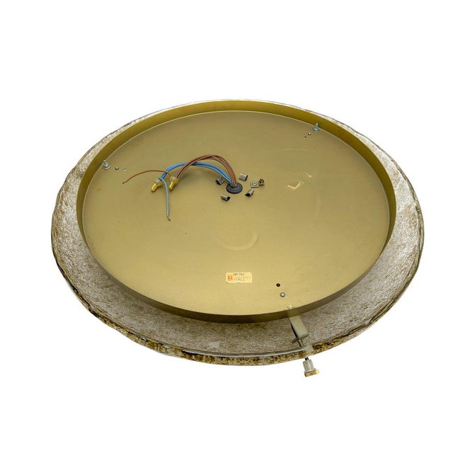 Large Amber-Smoke Textured Flush Mount by Hillebrand, 1960s For Sale - Image 6 of 11