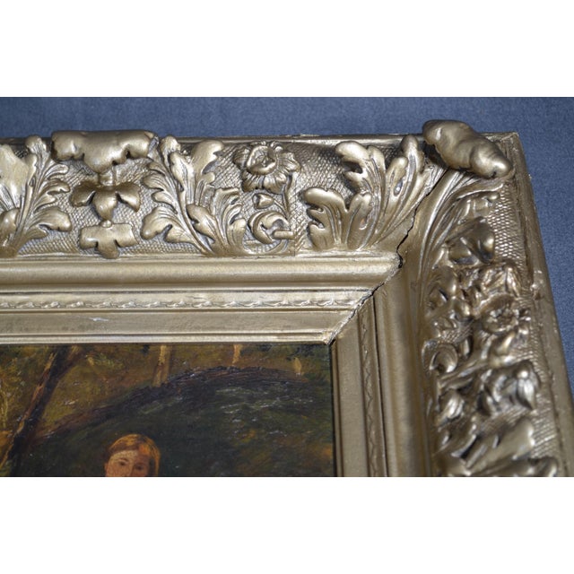 19th-Century French School Mythological Oil Painting, Nymph and Three Putti For Sale - Image 9 of 15