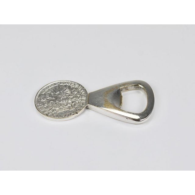 Metal Silvered Brass Bottle Opener Habsburg 2 Florin Coin attributed to Carl Auböck, Austria 1950 For Sale - Image 7 of 18