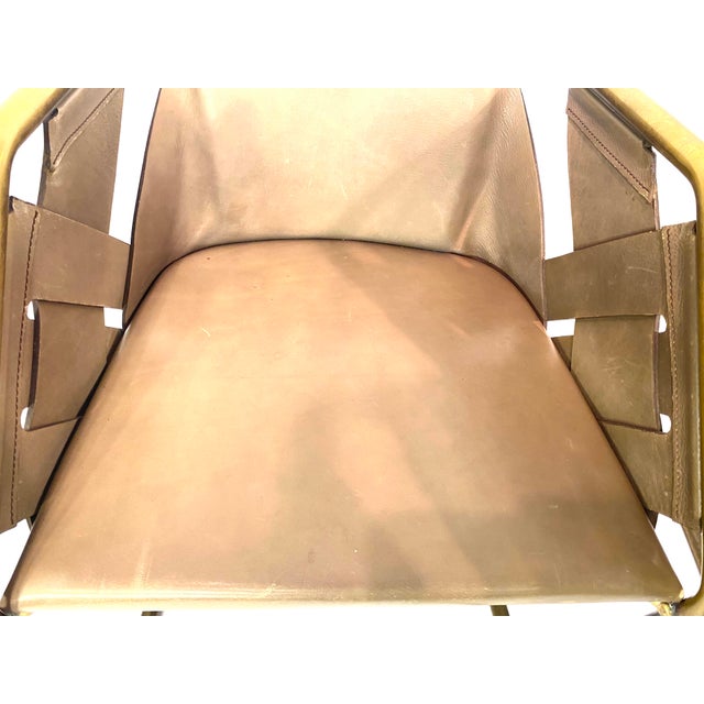 Brown Brass Leather Strip Chair by Massimo Castagna for Henge, 1990s, Set of 3 For Sale - Image 8 of 18
