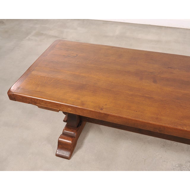 Country French Provincial Oak Farmhouse Trestle Dining Table 10 Ft For Sale - Image 11 of 18
