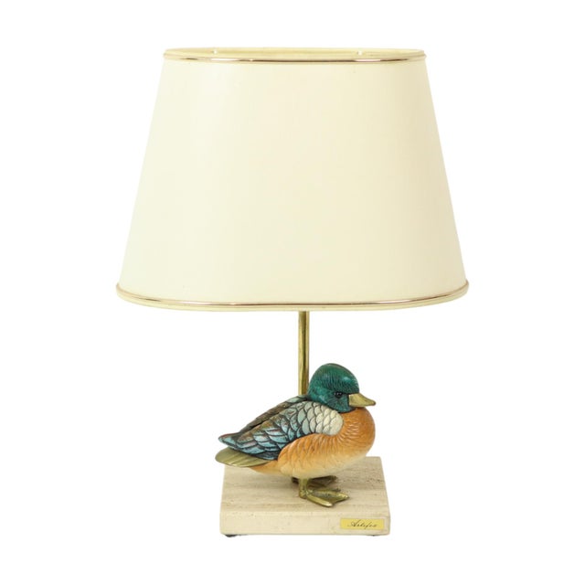 Duck Lamp in Brass, Resin and Travertine by Malevolti by Artiflex, 1970s For Sale - Image 10 of 18