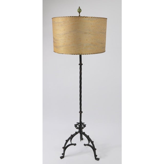 Gothic Revival Arts And Crafts Wrought Iron Floor Lamp Signed Lo