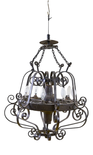 Vintage Wagon Wheel Chandelier in Wood
