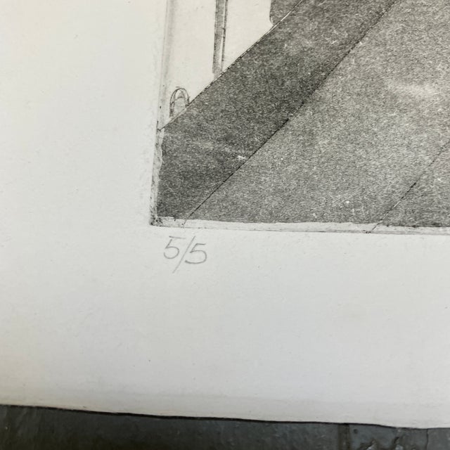 1980s 1980’s Original Lithograph Print Fanciful Patterned Room Signed For Sale - Image 5 of 5