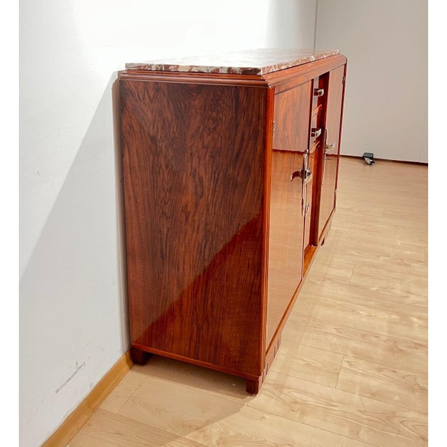 Art Deco Sideboard in Walnut, Lacquer & Nickel, France, 1930s For Sale - Image 6 of 18