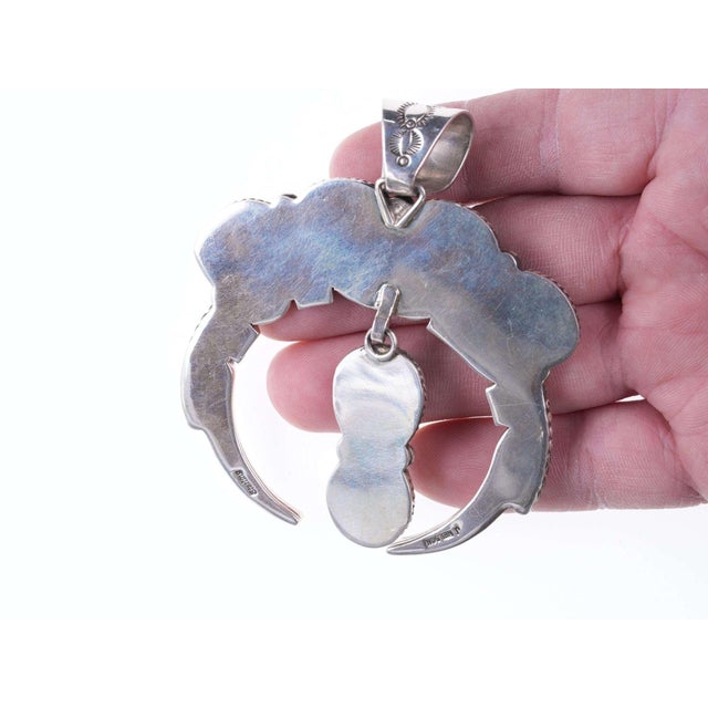 Native American John Nelson Navajo Sterling and Ber-burnham Turquoise Pendant For Sale - Image 3 of 4