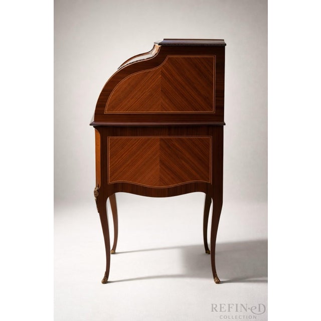 English Cylinder Roll Top Secretary Desk by H & L L Epstein — Cabinetmaker E. W. Vickerman For Sale In West Palm - Image 6 of 16