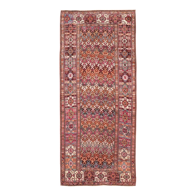 Antique Persian Kurdish Rug With Vibrant Tribal Motifs and Rich Color 4'1 X 9'9 For Sale