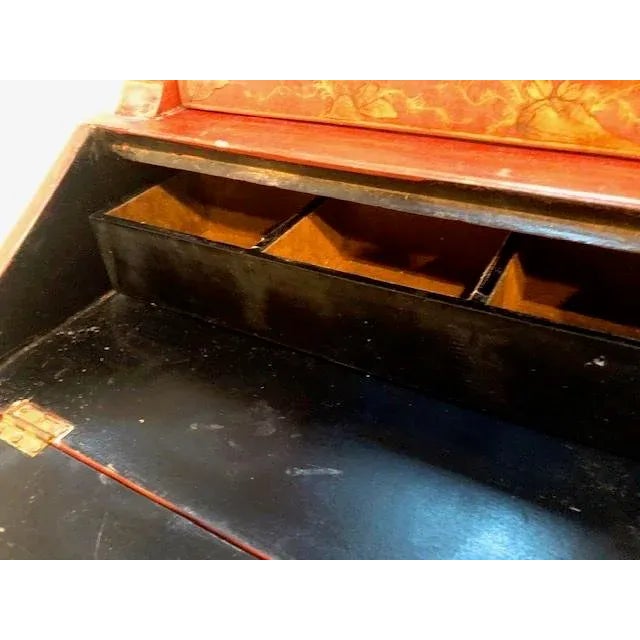 Vintage English Chinoiserie Table Mirror Slant Top Front For Sale - Image 9 of 12