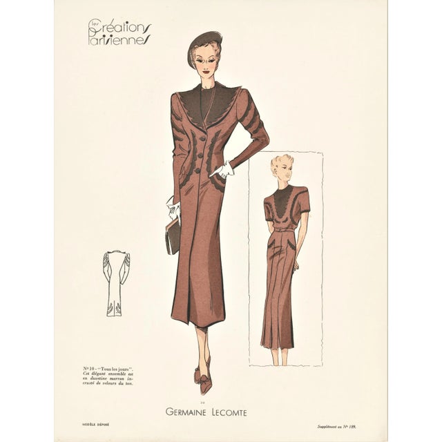 Vintage Art Deco French Fashion Print For Sale