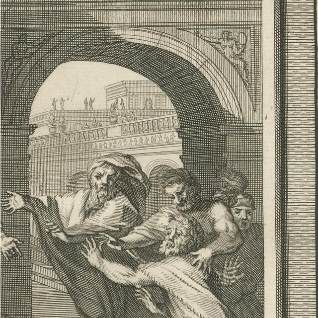Pieter Mortier, Dagon Falls Before the Ark and the Ark Sent Back, 1700, Engraving For Sale - Image 4 of 12