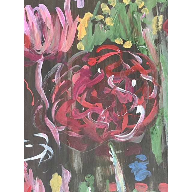 1970s Abstract Modern Magic Garden Mixed Media Signed Framed For Sale In Miami - Image 6 of 8
