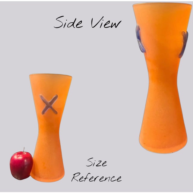 Orange Vintage Studio Art Glass Vase-Frosted Orange-Modern-Memphis Style-Contemporary For Sale - Image 8 of 11