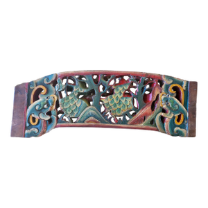 Antique Chinese Architectural Carving - Ming Dynasty Era - "Romance of the Three Kingdoms" - Double-Sided Polychrome Lintel