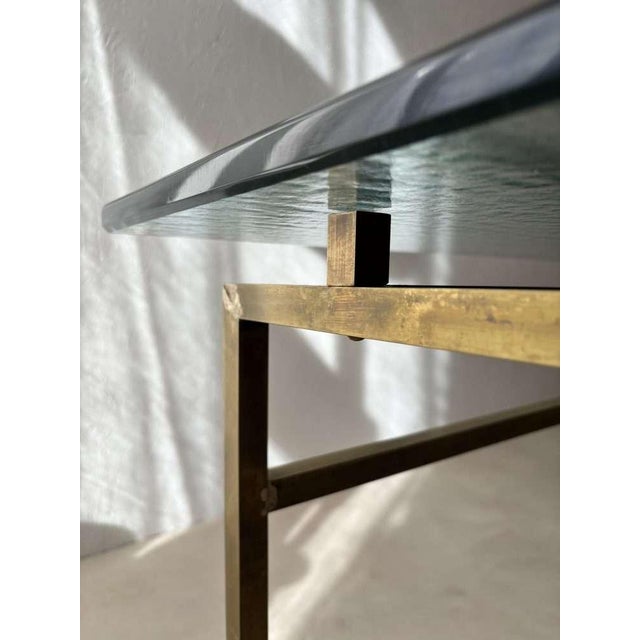 Metal Swedish Brass Coffee Table with Marbled Glass Top, 1960s For Sale - Image 7 of 13