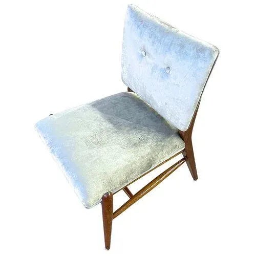 Vintage Mid-Century Modern wood and velvet side chair by John Keal for Brown Saltman. Vintage frame recently recovered in...