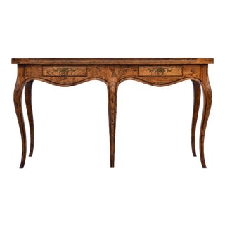Baker Furniture Milling Road Tiger Oak & Burl French Country Console Table For Sale