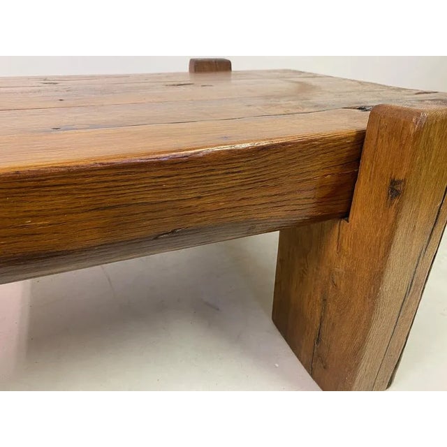 Brutalist Oak Coffee Table For Sale - Image 9 of 12