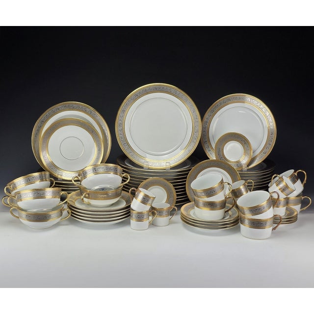 Gilt and Platinum Plaisance Service by Raynaud Limoges for Céralène, Set of 65 For Sale - Image 14 of 14