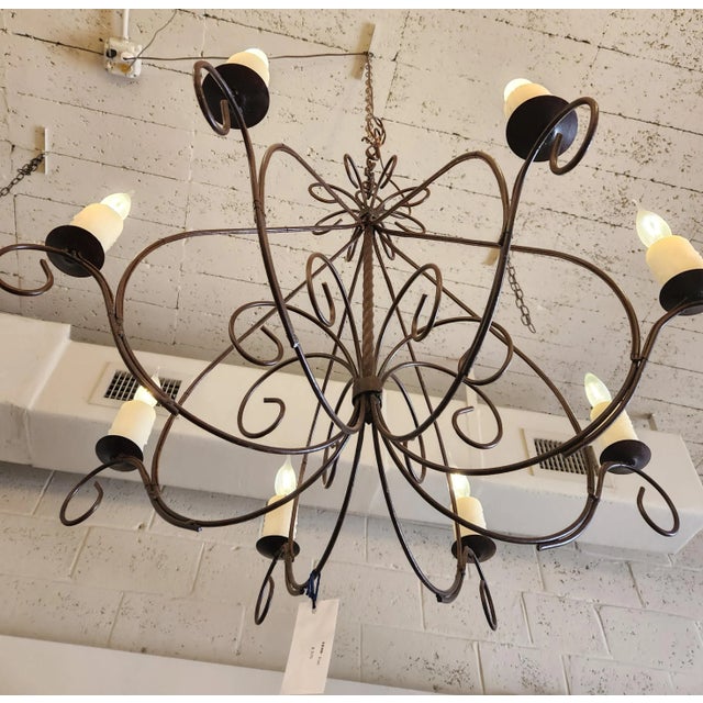 Arts & Crafts 1990s Iron Chandelier For Sale - Image 3 of 3