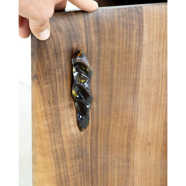 Walnut and Glazed Ceramic Nightstand by Alexander Knysch For Sale - Image 4 of 8