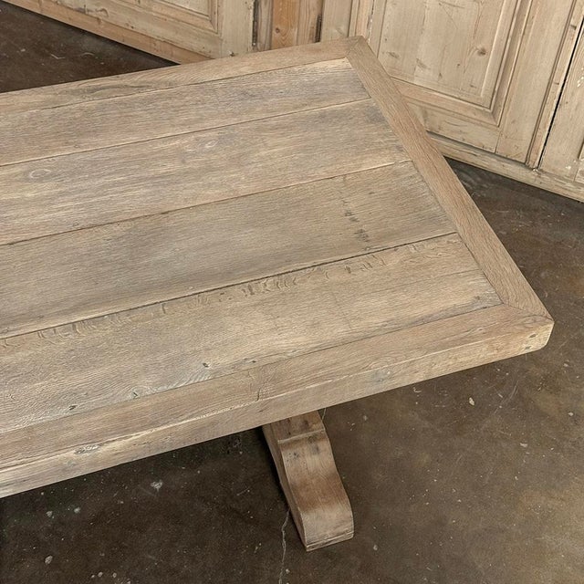 Grand Italian Rustic Trestle Table in Stripped Oak For Sale - Image 18 of 18