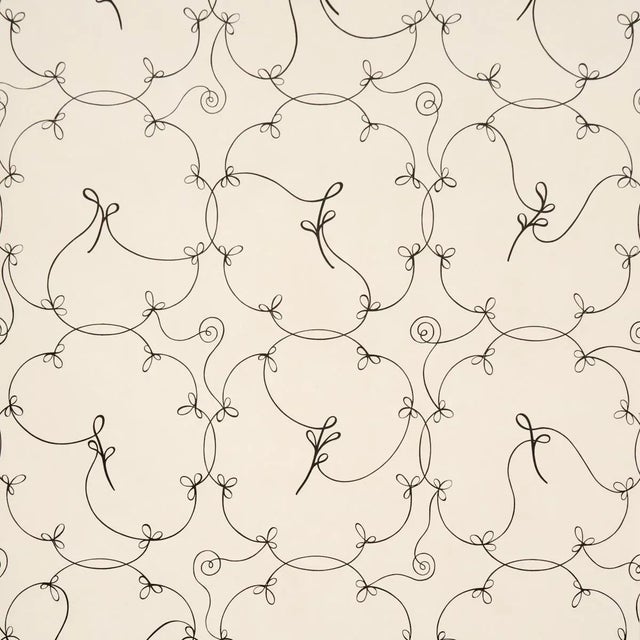 SAMPLE - Schumacher X Backdrop Broderie Wallpaper In Black & Ivory For Sale