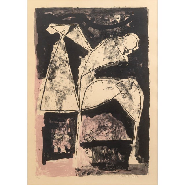 An original color lithograph on paper titled “L’Attesa (The Wait)” by Marino Marini. Hand signed in pencil on the lower...