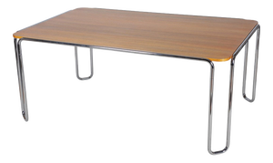 Bauhaus Dining Table, attributed to R. Slezák, Chrome, Polished Oak, Czech, 1930s