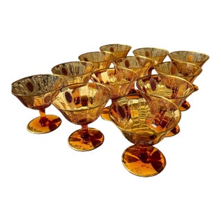 Antique Tiffin-Franciscan Stemware “Charmain Amber” Water Goblets - Set of 12 For Sale