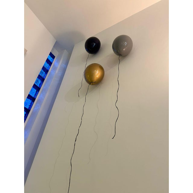 Grey Glossy Ceramic Balloon Wall Sculpture - Medium Size For Sale - Image 4 of 10