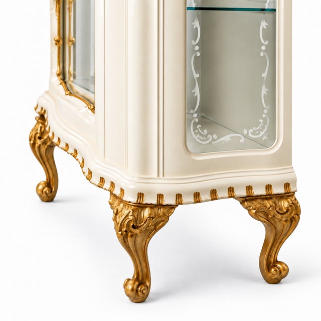 Venetian Ivory Lacquered and Gilt Display Cabinet attributed to Fratelli Testolini from Testolini & Salviati, 1930s For Sale - Image 4 of 11